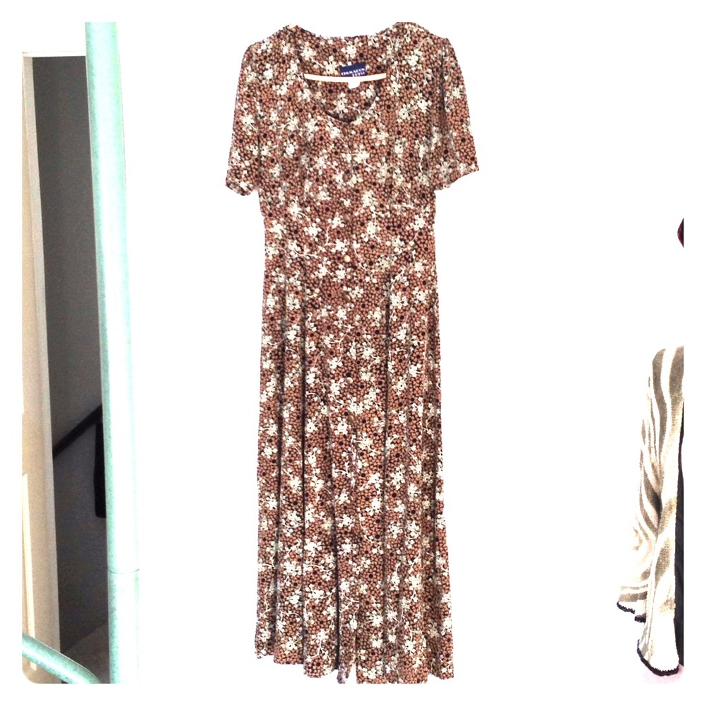 90s Button Down Dress Prairie Grunge Floral Rayon